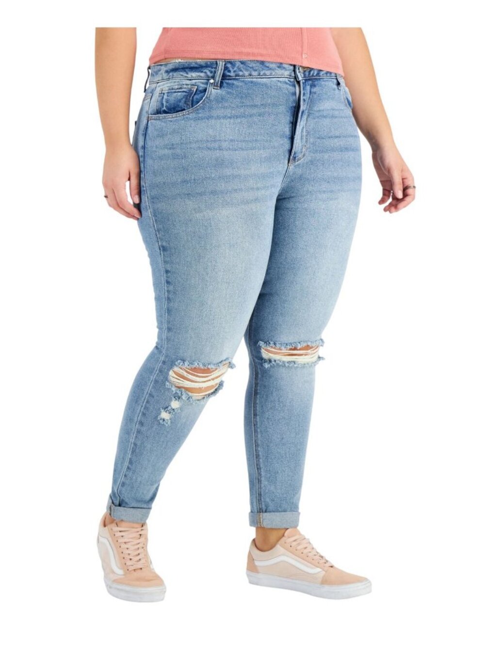 NWT Tinseltown High-Rise Ripped Mom Jeans MYB028774BP Arctic Wash Blue 18W